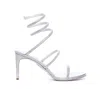 René Caovilla Cleo 80 Wraparound Satin Sandals In Silver