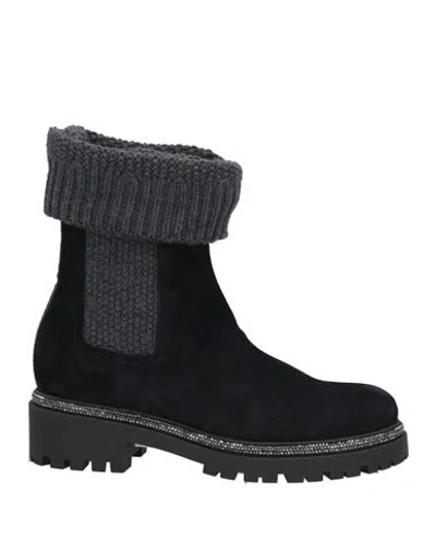 René Caovilla Rene' Caovilla Woman Ankle Boots Black Size 7 Leather, Textile Fibers