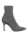 René Caovilla Rene' Caovilla Woman Ankle Boots Charcoal Size 10 Textile Fibers In Grey