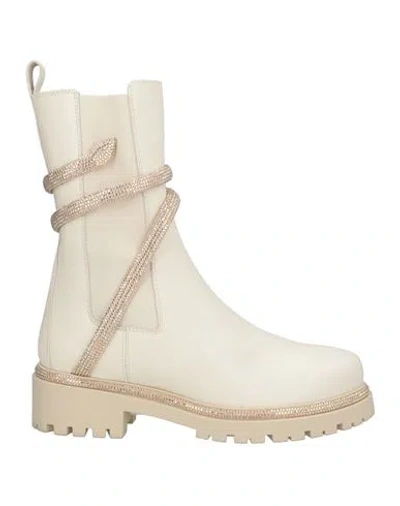 René Caovilla Rene' Caovilla Woman Ankle Boots Cream Size 8.5 Calfskin
