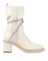 René Caovilla Rene' Caovilla Woman Ankle Boots Ivory Size 12 Leather In White