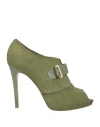 René Caovilla Rene' Caovilla Woman Ankle Boots Military Green Size 11 Leather In Green