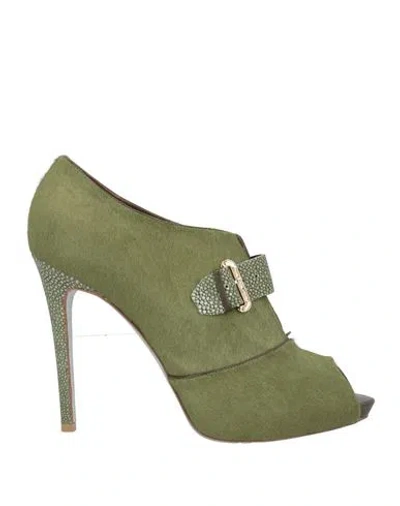 René Caovilla Rene' Caovilla Woman Ankle Boots Military Green Size 11 Leather
