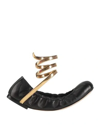 RENÉ CAOVILLA RENE' CAOVILLA WOMAN BALLET FLATS BLACK SIZE 6 LEATHER