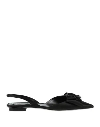 René Caovilla Rene' Caovilla Woman Ballet Flats Black Size 7.5 Textile Fibers