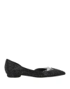René Caovilla Rene' Caovilla Woman Ballet Flats Black Size 7.5 Textile Fibers In Black