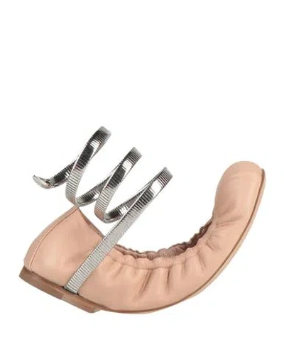 RENÉ CAOVILLA RENE' CAOVILLA WOMAN BALLET FLATS BLUSH SIZE 8 LEATHER