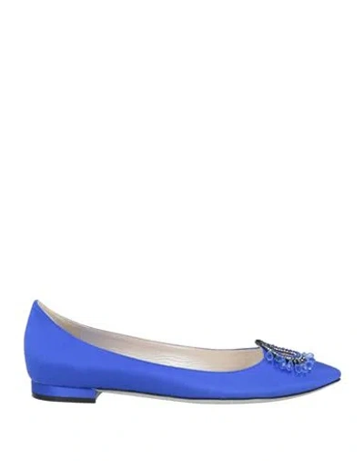 René Caovilla Rene' Caovilla Woman Ballet Flats Bright Blue Size 7 Textile Fibers