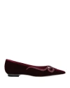 René Caovilla Rene' Caovilla Woman Ballet Flats Burgundy Size 10 Textile Fibers In Burgundy