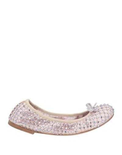 René Caovilla Rene' Caovilla Woman Ballet Flats Light Pink Size 8 Leather, Textile Fibers