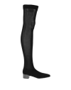 René Caovilla Knee Length Knit Boots With Stiletto Heel In Black
