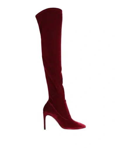 René Caovilla Rene' Caovilla Woman Boot Burgundy Size 7 Textile Fibers In Red