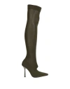 René Caovilla Knee Length Knit Boots With Stiletto Heel In Green