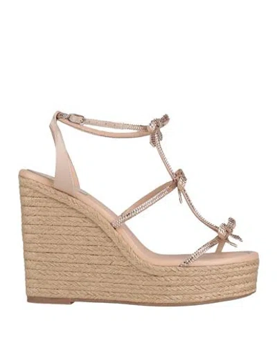 René Caovilla Rene' Caovilla Woman Espadrilles Beige Size 6.5 Textile Fibers In Neutral
