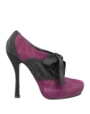 René Caovilla Rene' Caovilla Woman Lace-up Shoes Purple Size 10 Leather In Purple