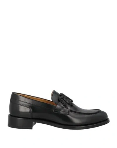 René Caovilla Calfskin Strass Snake Penny Loafers In Black