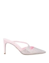 René Caovilla Crystal-embellished Satin Mules In Pink