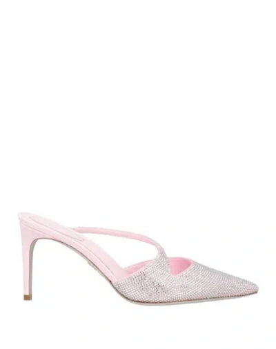 René Caovilla Rene' Caovilla Woman Mules & Clogs Light Pink Size 8 Textile Fibers