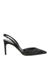 René Caovilla Crystal-embellished Pointed-toe Sandals In Black