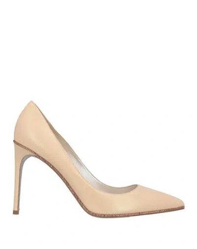 René Caovilla Rene' Caovilla Woman Pumps Beige Size 10 Leather