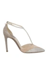 René Caovilla Rene' Caovilla Woman Pumps Beige Size 7 Textile Fibers, Leather In Neutral