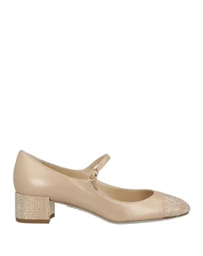 René Caovilla Rene' Caovilla Woman Pumps Beige Size 8 Leather In Neutral