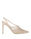 René Caovilla Rene' Caovilla Woman Pumps Beige Size 8 Textile Fibers In Pink