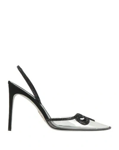 René Caovilla Rene' Caovilla Woman Pumps Black Size 10 Pvc - Polyvinyl Chloride, Textile Fibers
