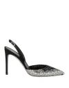 René Caovilla Jackie Slingbacks In Smoked Rhinestone Crystals In Black