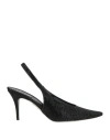 René Caovilla Textured Slingback Pump Pointed Toe In Black