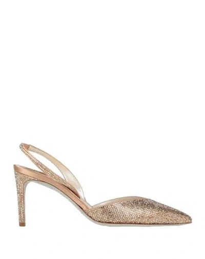 René Caovilla Rene' Caovilla Woman Pumps Bronze Size 6 Textile Fibers In Brown