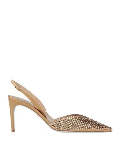 René Caovilla Rene' Caovilla Woman Pumps Bronze Size 8 Lambskin In Yellow