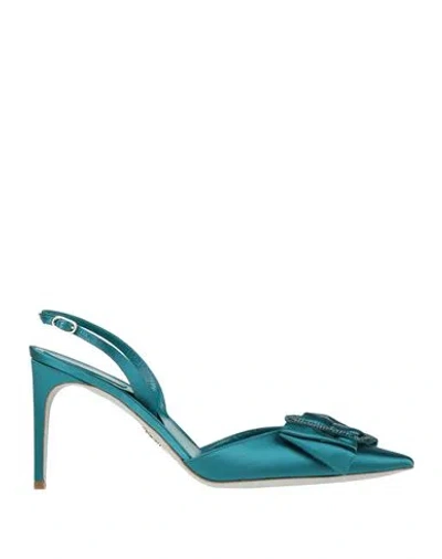 René Caovilla Rene' Caovilla Woman Pumps Deep Teal Size 6 Textile Fibers