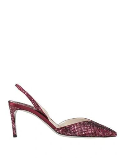 René Caovilla Rene' Caovilla Woman Pumps Garnet Size 8 Textile Fibers In Red
