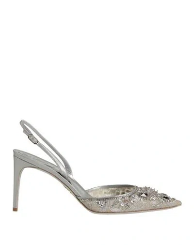 René Caovilla Rene' Caovilla Woman Pumps Grey Size 11 Textile Fibers, Leather