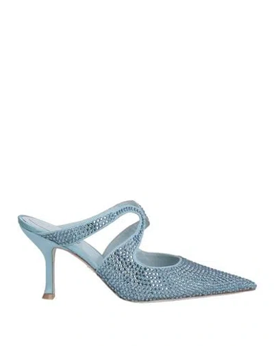 René Caovilla Rene' Caovilla Woman Mules & Clogs Light Blue Size 8 Textile Fibers