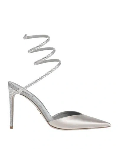 René Caovilla 105mm Embellished Satin Pumps In Ivory