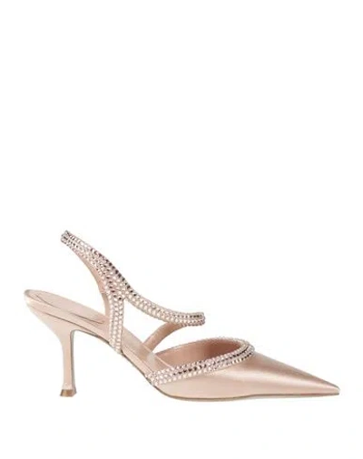 René Caovilla Rene' Caovilla Woman Pumps Light Pink Size 8 Textile Fibers In Brown