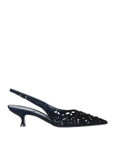 René Caovilla Rene' Caovilla Woman Pumps Navy Size 8 Leather In Blue