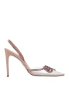 René Caovilla Rene' Caovilla Woman Pumps Antique Rose Size 12 Pvc - Polyvinyl Chloride, Textile Fibers In Blush