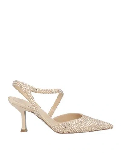 René Caovilla Rene' Caovilla Woman Pumps Platinum Size 6 Leather, Textile Fibers In Grey