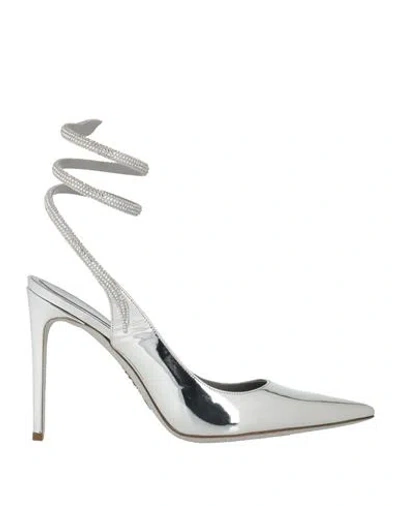 René Caovilla Rene' Caovilla Woman Pumps Silver Size 10 Leather, Textile Fibers
