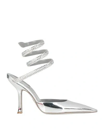 René Caovilla Rene' Caovilla Woman Pumps Silver Size 8 Leather, Textile Fibers In Multi