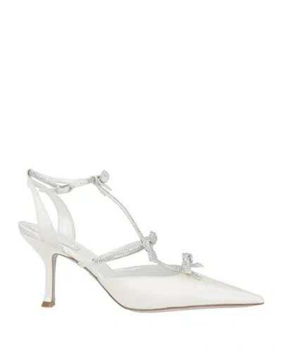 René Caovilla Rene' Caovilla Woman Pumps White Size 8 Textile Fibers