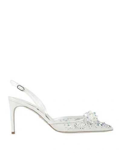 René Caovilla Rene' Caovilla Woman Pumps White Size 8 Textile Fibers, Leather
