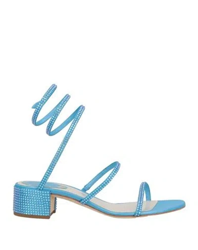 René Caovilla Rene' Caovilla Woman Sandals Azure Size 6.5 Textile Fibers In Multi