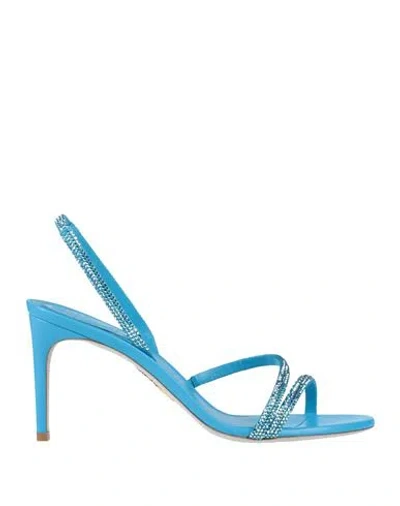 René Caovilla Rene' Caovilla Woman Sandals Azure Size 7.5 Textile Fibers