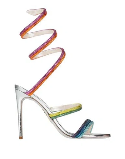 René Caovilla Rene' Caovilla Woman Sandals Azure Size 8 Calfskin In Blue
