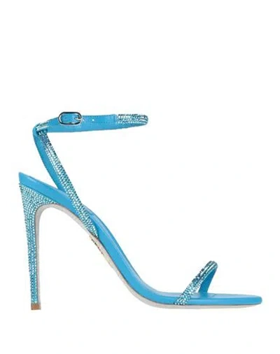 René Caovilla Rene' Caovilla Woman Sandals Azure Size 8 Textile Fibers
