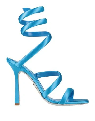 René Caovilla Rene' Caovilla Woman Sandals Azure Size 8 Textile Fibers In Blue